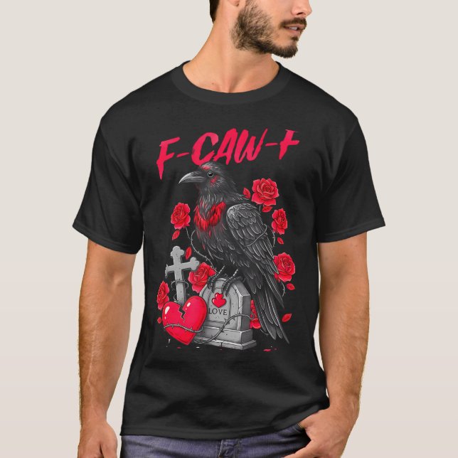 Camiseta Funny Black Bird F-caw-f Anti Valentines Day Singl (Frente)