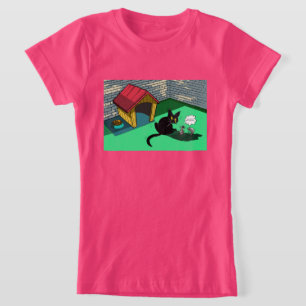 Camiseta Funny Black Cat and Clever Mice Retro Cartoon Kid