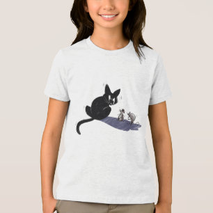 Camiseta Funny Black Cat and Scared Mice Cartoon Kids T-Shi
