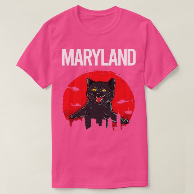 Camiseta Funny Black Cat Maryland (Frente do Design)