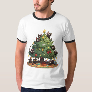 Camiseta Funny Black Cats Christmas Tree Chaos Cute Holiday