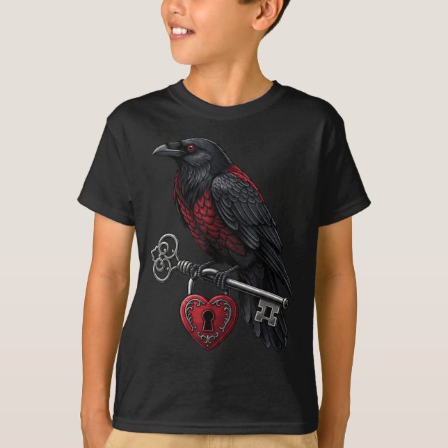 Camiseta Funny Black Crow Black Bird Funny Crow Valentines  (Frente)