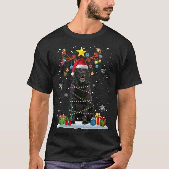 Camiseta Funny Black Lab Cachorro de Natal Reindet de Natal (Frente)