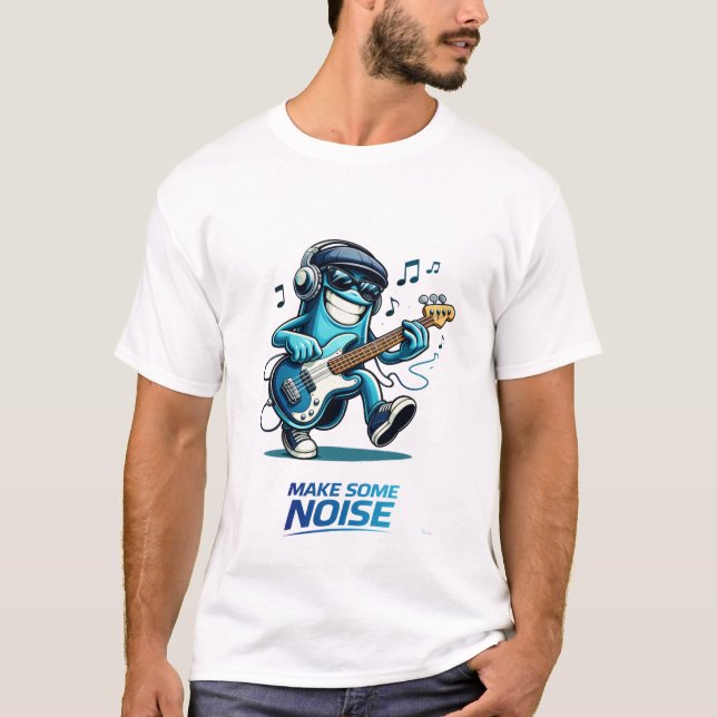 Camiseta Funny Blue Bass Player Character Music  (Frente)