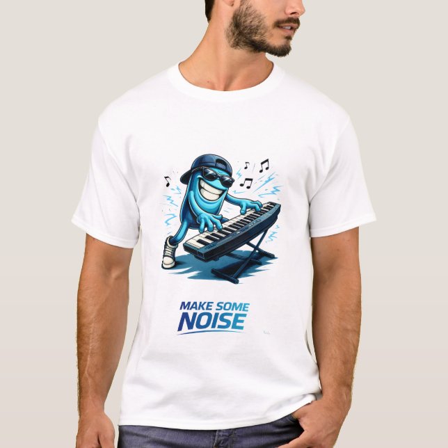 Camiseta Funny Blue Keyboard Player Character Music  (Frente)