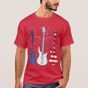 Camiseta Funny Blue White Guitar EUA Bandeira Guitarista 4º