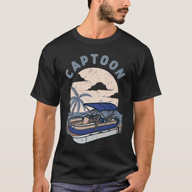 Camiseta Funny Boating Captoon Pontoon Tritoon Captain Pont (Frente)