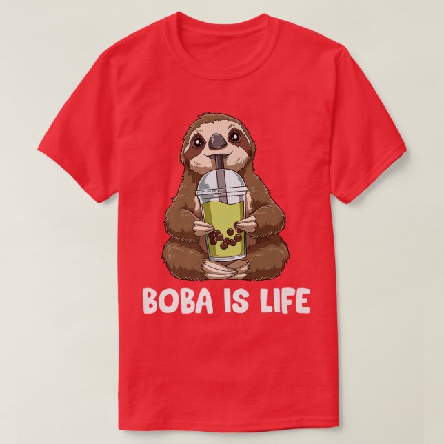 Camiseta Funny Boba Tea - Kawaii Bubble Tea Sloth  930 (Frente do Design)