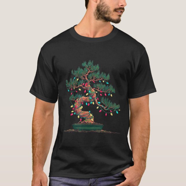 Camiseta Funny Bonsai Tree Christmas Graphics Lights Lover  (Frente)
