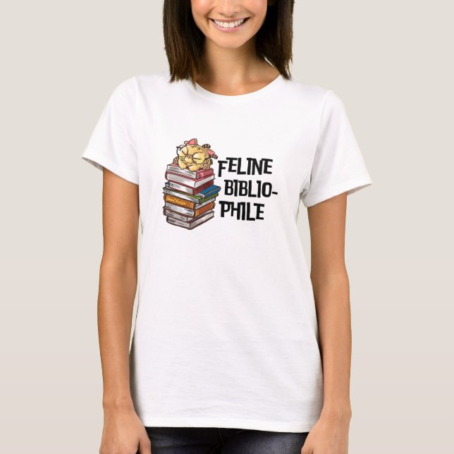 Camiseta Funny Book Cat Lover Quote Feline Bibliophile (Frente)