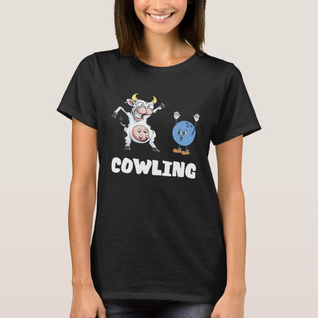 Camiseta Funny Bowling Cow Bowling Ball Bowler Strike Bowli (Frente)