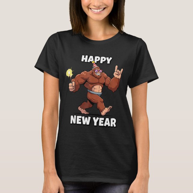 Camiseta Funny Boys Nye Outfit, Mens Fireworks Bigfoot Happ (Frente)