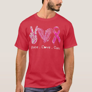 Camiseta Funny Breast Cancer Awareness Costume Pink Peace L