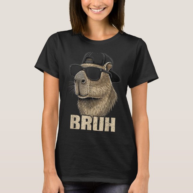 Camiseta Funny Bruh Meme Capybara Lover Cool Sungles For Me (Frente)