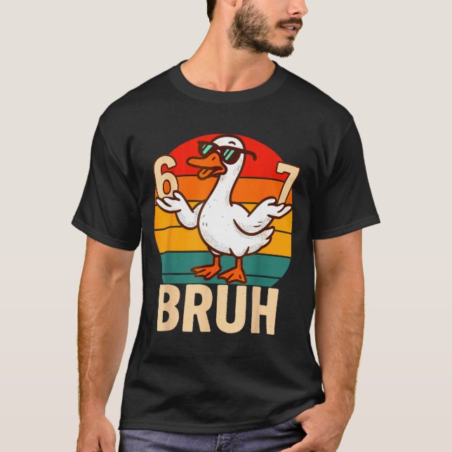 Camiseta Funny Bruh Retro Duck 6 7 Meme Kids Teen Boys  (Frente)