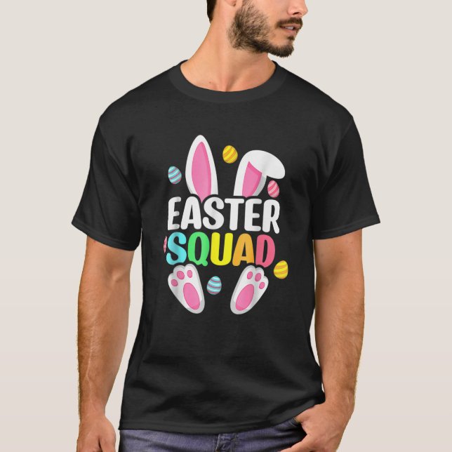 Camiseta Funny Bunny Easter Squad Family Matching Easter Da (Frente)