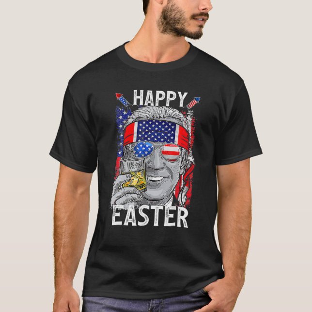 Camiseta Funny Bunny Joe Biden Happy 4Th Of July Confused E (Frente)