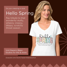 Camiseta Funny But True Olá Primavera com Decote e