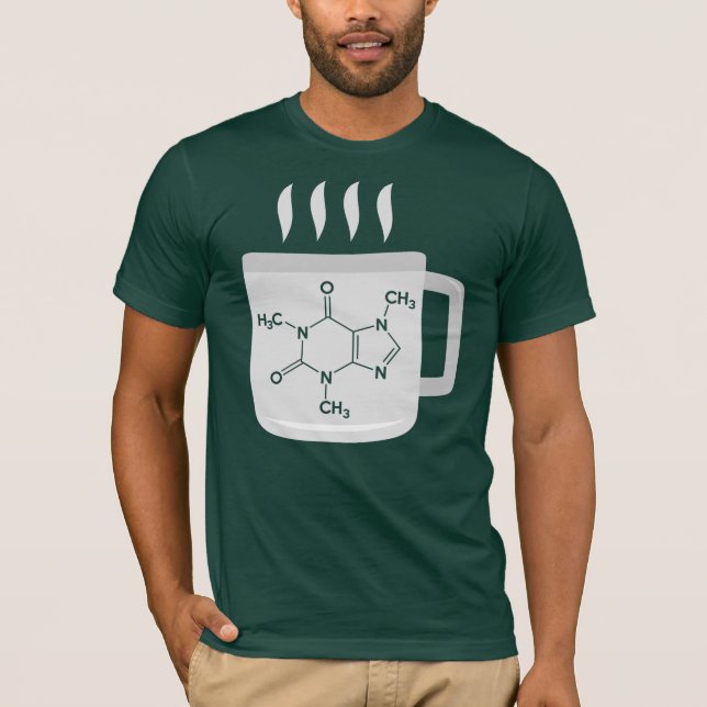 Camiseta Funny Caffeine Molecule Chemistry Café Noveldade (Frente)