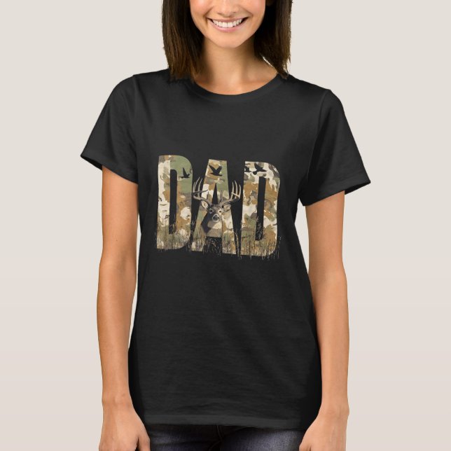 Camiseta Funny Camo Dad Hunting Camouflage Deer Father's Da (Frente)