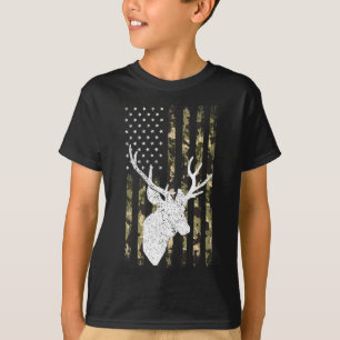 Camiseta Funny Camouflage Usa Flag Whitetail Buck Deer Hunt