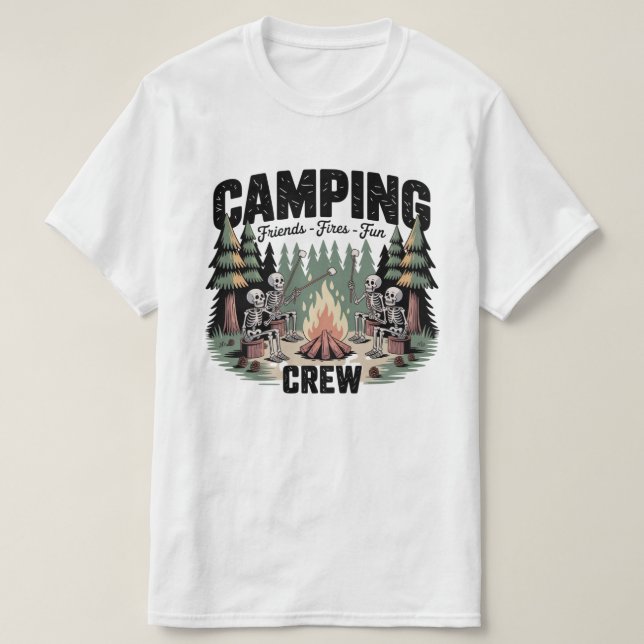 Camiseta Funny Camping Fires Friends Fun Camping Crew  (Frente do Design)