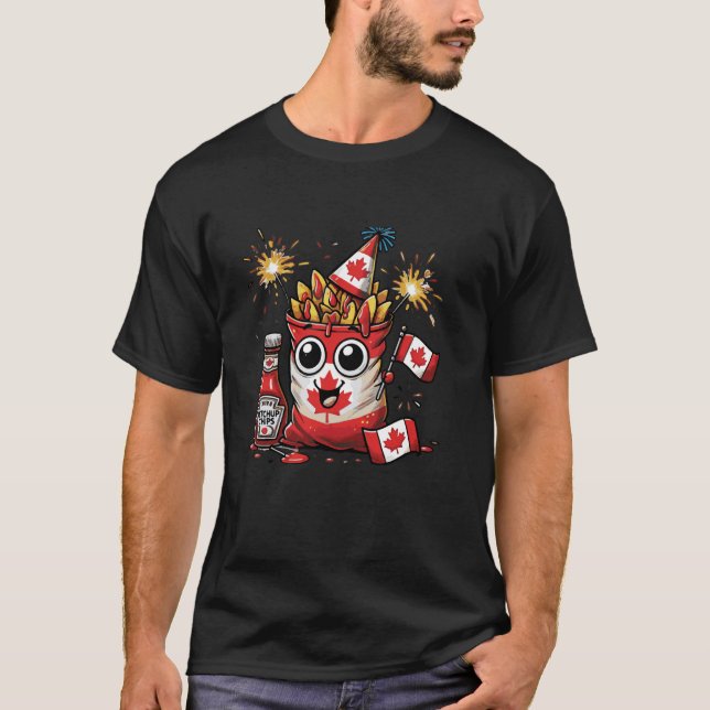 Camiseta Funny Canadian Ketchup Chips Cartoon For Canada Da (Frente)