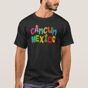 Camiseta Funny Cancun Mexico Sombrero Colorir Typografia