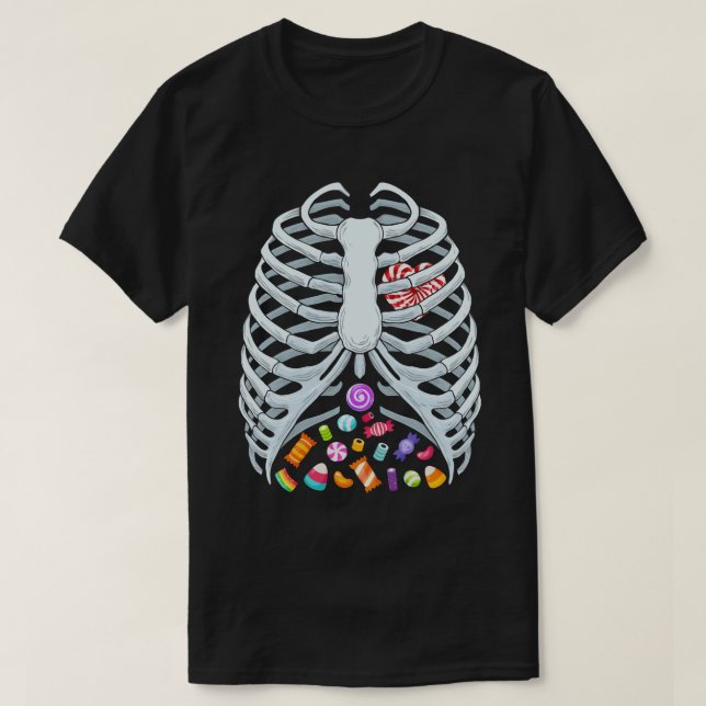 Camiseta  Funny Candy Skeleton Rib Cage Halloween Costume (Frente do Design)