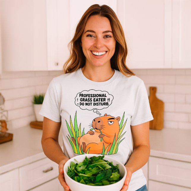 Camiseta Funny Capybara "Comedor profissional de grama" (Criador carregado)