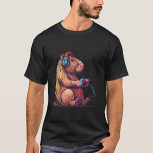 Camiseta Funny Capybara Jogando Videos games, Capybara Gami