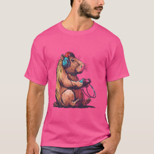 Camiseta Funny Capybara Jogando Videos games, Capybara Gami