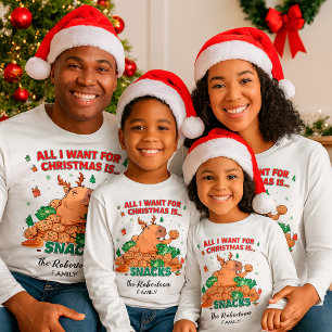 Camiseta Funny Capybara Personalizável Nome da Família Nata