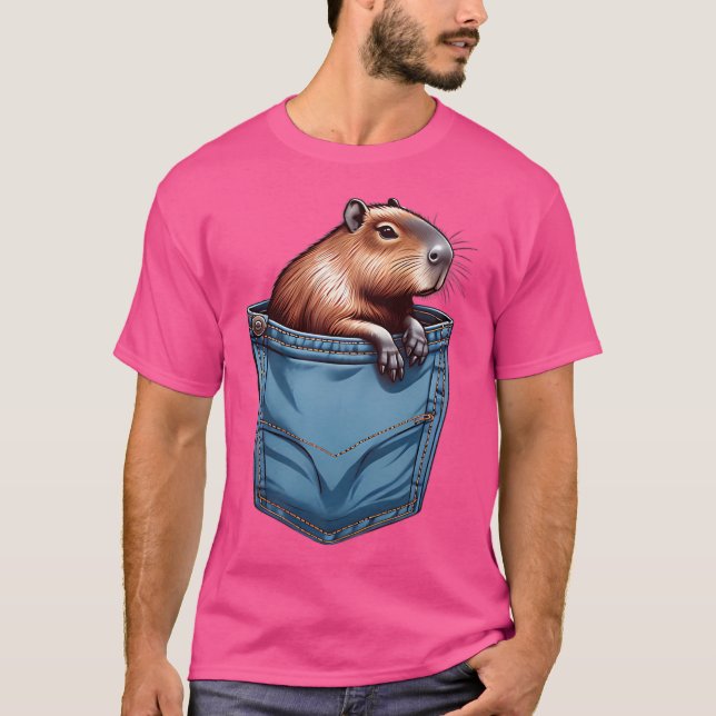 Camiseta Funny Capybara Pocket Para Uma Fã Capybara (Frente)