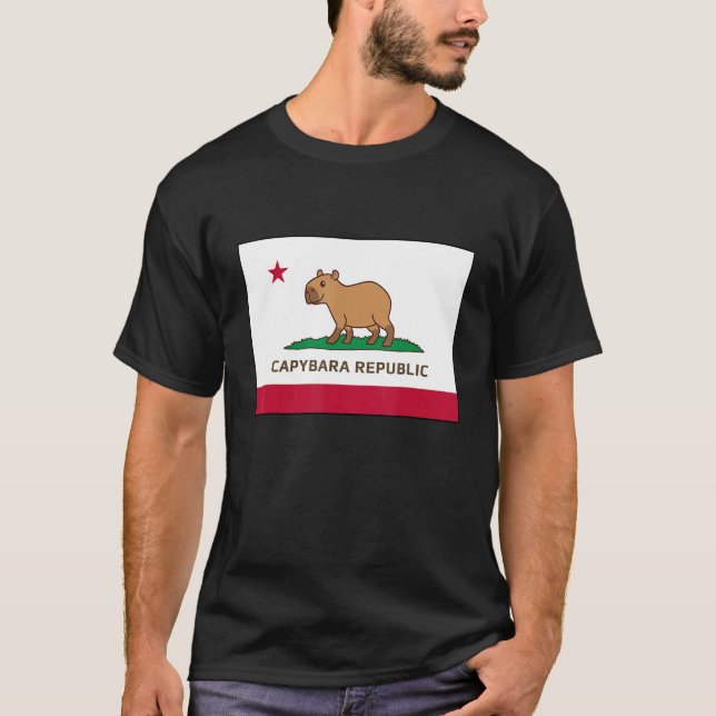 Camiseta Funny Capybara Republic California Flag (Frente)