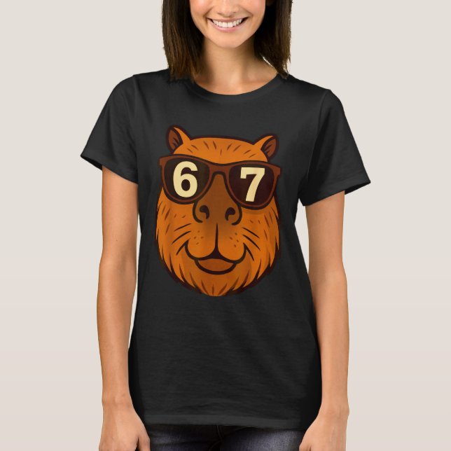Camiseta Funny Capybara Sungles 67 Six Seven Meme  (Frente)