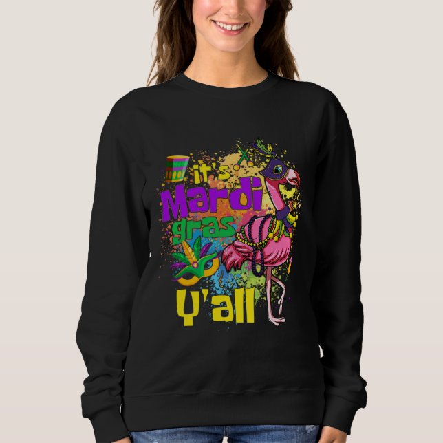 Camiseta Funny Carnival Party Gift Idea Flamingo Mardi Gras (Frente)