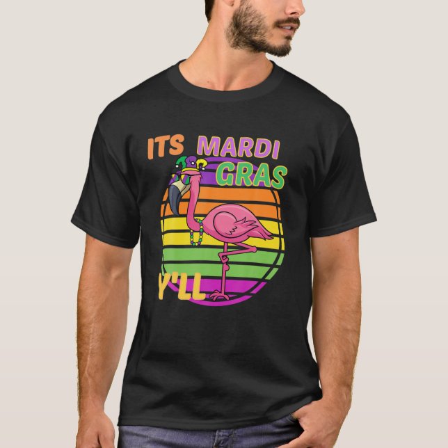 Camiseta Funny Carnival Party Idea Flamingo Mardi Gras (Frente)