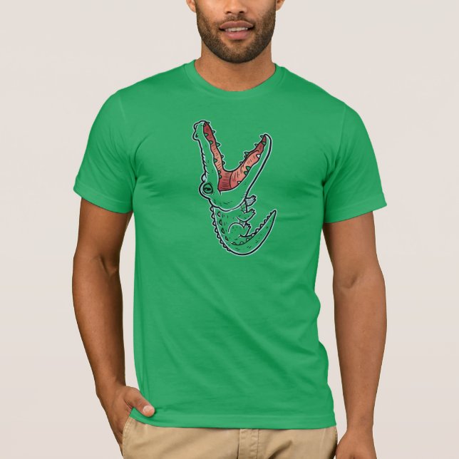 Camiseta Funny Cartoon Green Crocodile on Unisex t-shirt, A (Frente)