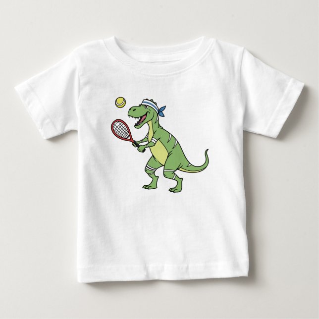 Camiseta  Funny Cartoon T-Rex Playing Tennis Dinosaur (Frente)