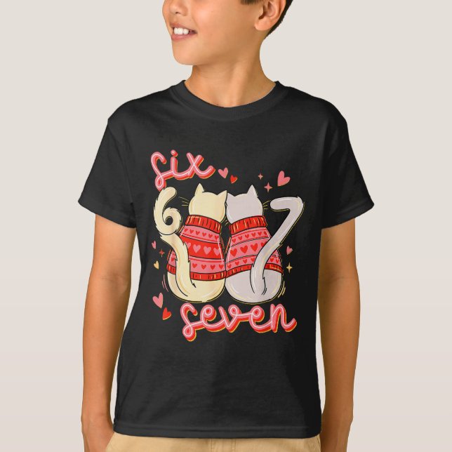 Camiseta Funny Cat 67 Meme Six Seven Gen Alpha Slang Valent (Frente)