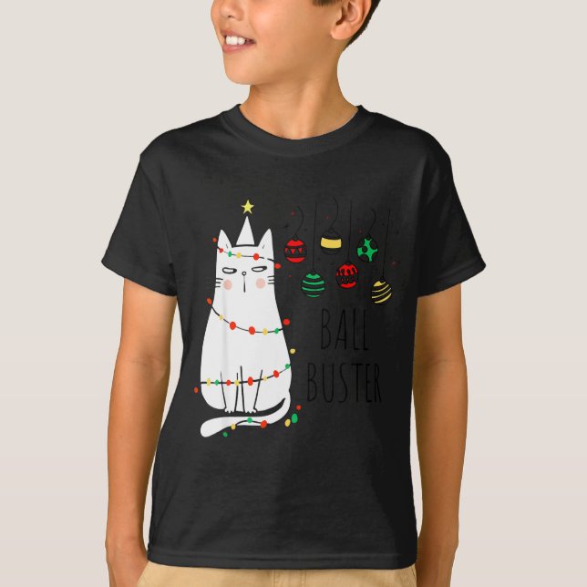 Camiseta Funny Cat Ball Buster Christmas Humor  (Frente)