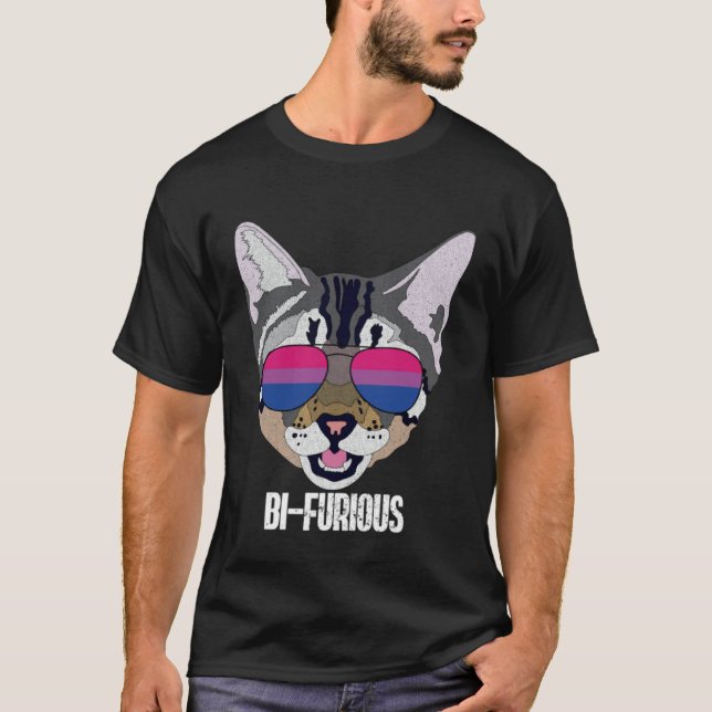 Camiseta Funny Cat Bisexual Bifurious Bi Pride (Frente)