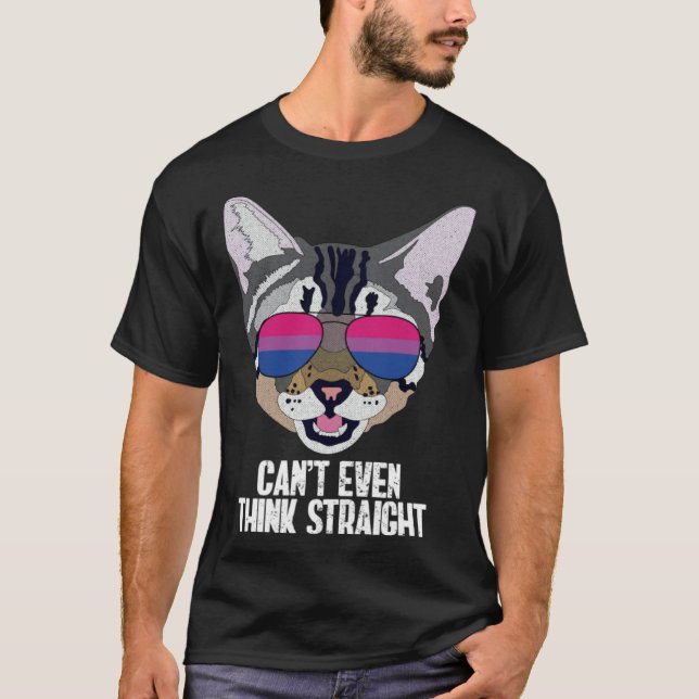 Camiseta Funny Cat Bisexual Can't Even Think Straight Bi Pr (Frente)
