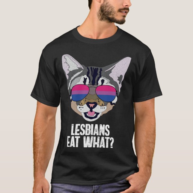 Camiseta Funny Cat Bisexual Lesbians Eat What Bi Pride (Frente)