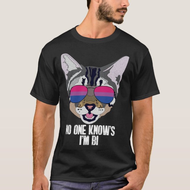 Camiseta Funny Cat Bisexual Pride No One Knows I'm Bi (Frente)