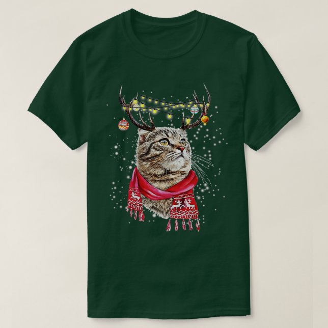 Camiseta Funny Cat Christmas Lover Meowy Merry Catmas Cat L (Frente do Design)