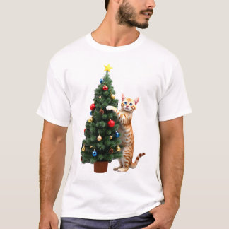 Camiseta Funny Cat Christmas Tree Xmas Gifts Men Women Kids