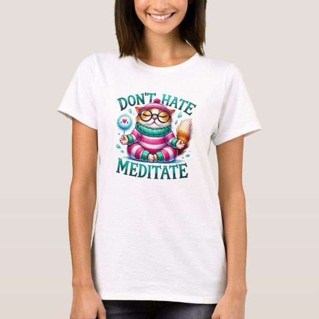 Camiseta Funny Cat Doing Yoga Pose (Frente)
