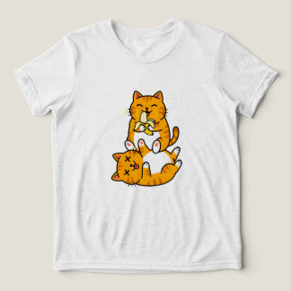 Camiseta Funny Cat Eating Banana Neko Cute Cartoon Orange
